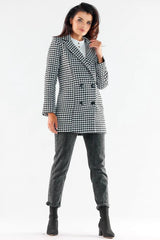 Awama large black buttons double-breasted coat  Adomoo