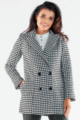 Awama large black buttons double-breasted coat  Adomoo