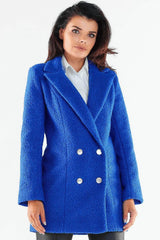 Awama large black buttons double-breasted coat  Adomoo