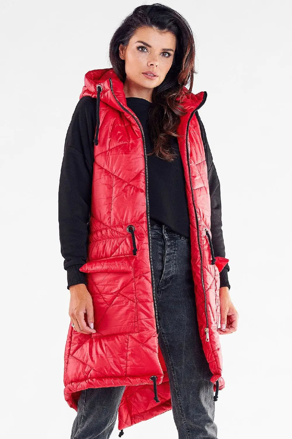 Awama quilted shiny fabric gilet  Adomoo
