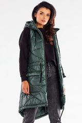 Awama quilted shiny fabric gilet  Adomoo
