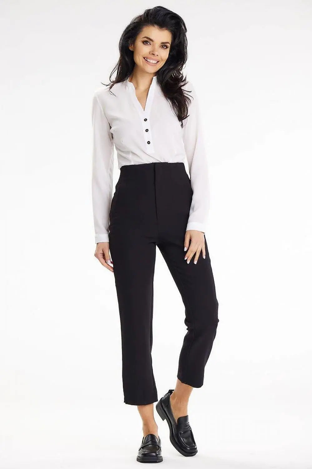 Awama stand-up blouse with long sleeves and a heart neckline  Adomoo
