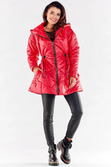 Awama zippered quilted jacket with hood  Adomoo