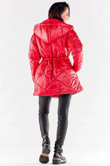 Awama zippered quilted jacket with hood  Adomoo