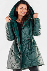 Awama zippered quilted jacket with hood  Adomoo