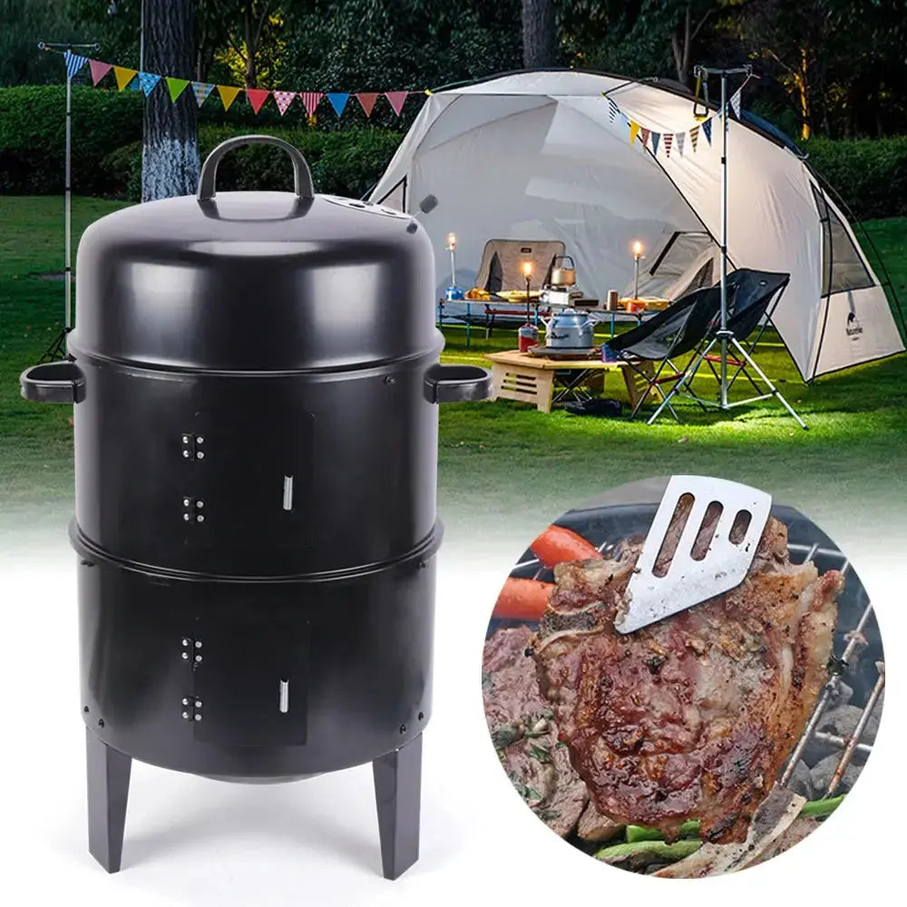 BBQ Smoker Oven with Thermometer for Outdoor Cooking  Adomoo