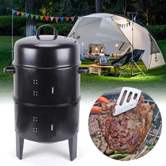 BBQ Smoker Oven with Thermometer for Outdoor Cooking  Adomoo