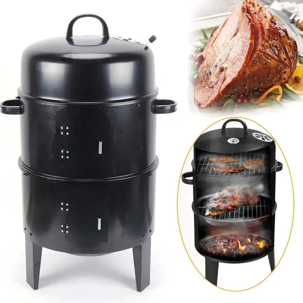 BBQ Smoker Oven with Thermometer for Outdoor Cooking  Adomoo