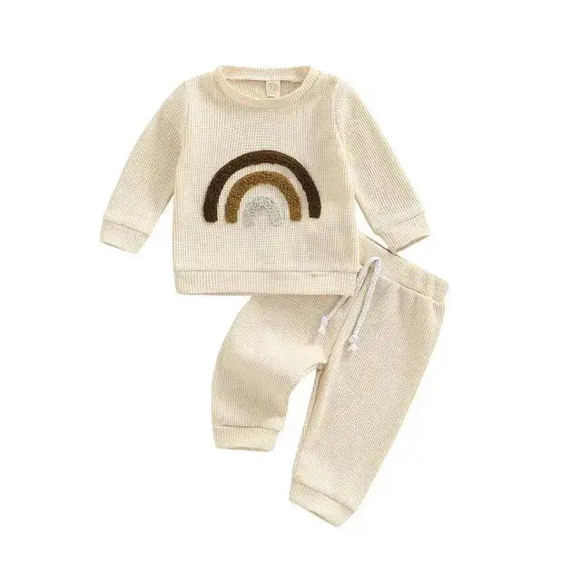 Baby Clothes Newborn Girl Boy 2Pcs Cotton Rainbow Fall Outfits Girls Clothing Suit  Adomoo