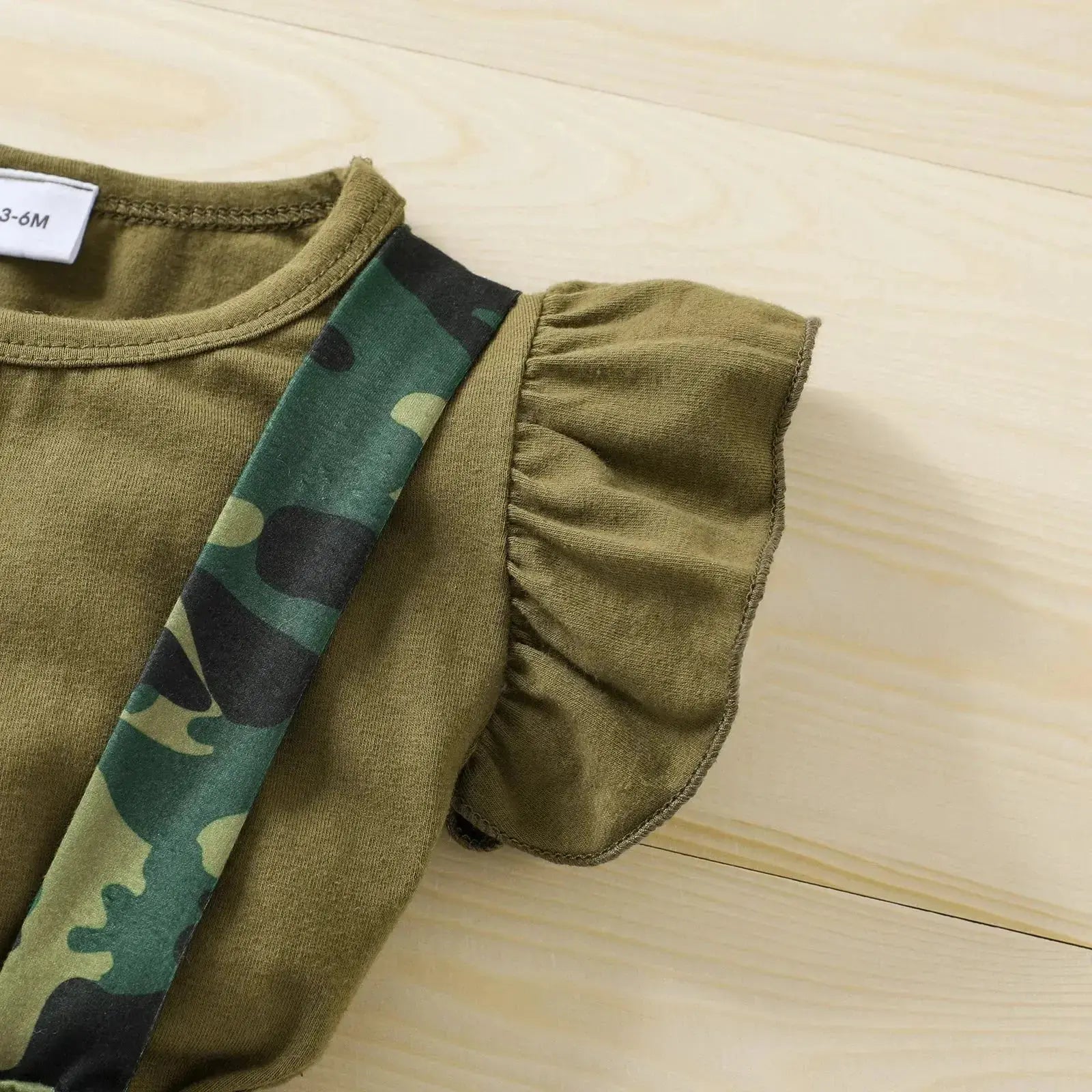 Baby Girls 3-Piece Camo Outfit Set with Sleeveless Romper, Suspender Shorts, and Bow Headband  Adomoo