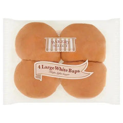 Bakery Select 4 Large White Baps  Adomoo