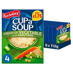 Batchelors Cup a Soup Cream of Vegetable 4 Instant Soup Sachets 122g (Case of 9)  Adomoo