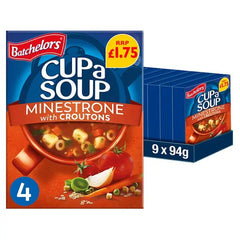 Batchelors Cup a Soup Minestrone with Croutons 4 Instant Soup Sachets 94g (Case of 9)  Adomoo