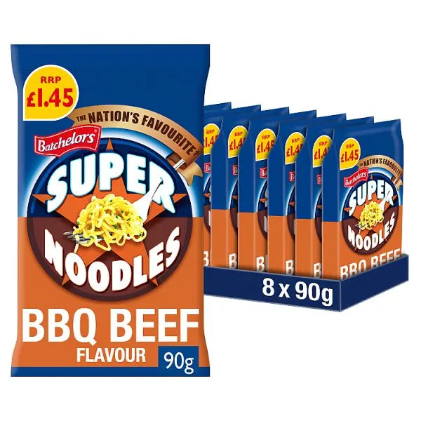 Batchelors Super Noodles BBQ Beef Flavour 90g (Case of 8)  Adomoo