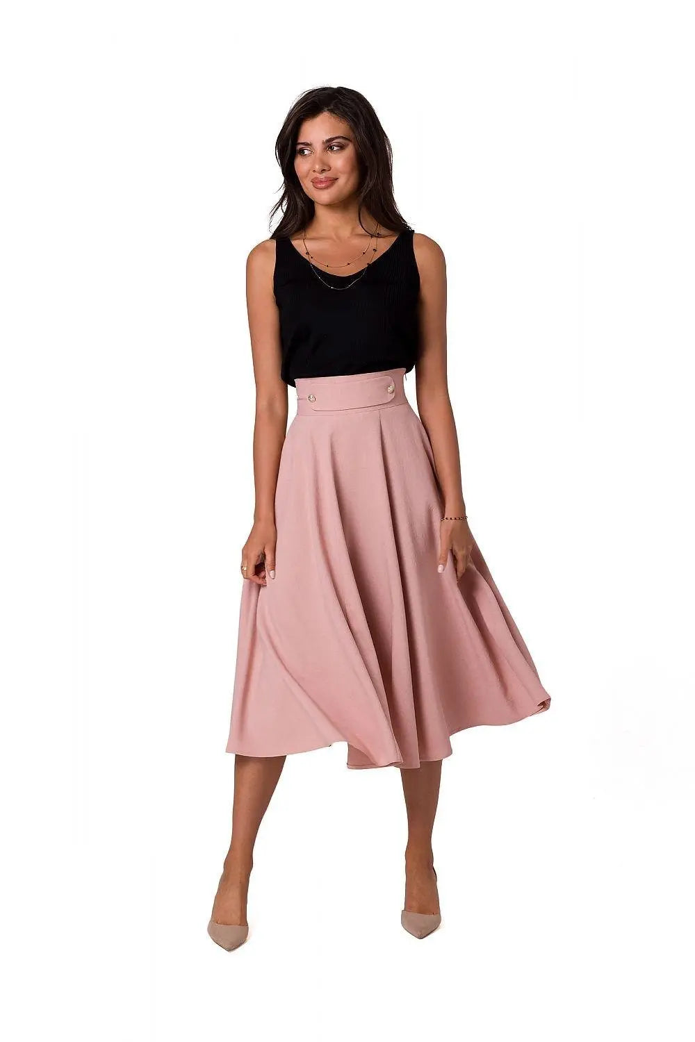 BeWear high waist and decorative buttons midi skirt  Adomoo