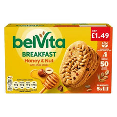 Belvita Breakfast Biscuits Honey & Nut with Choc Chips 5 Pack (Case of 10)  Adomoo