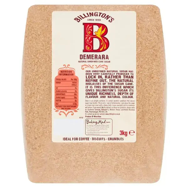 Billington's Demerara Natural Unrefined Cane Sugar 3kg  Adomoo
