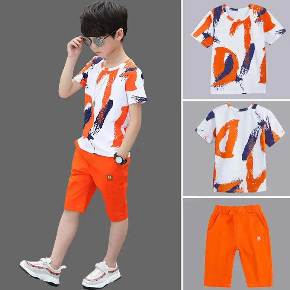 Boys Summer Clothing Set – Cotton Shirt & Shorts Suit for 4-14 Years  Adomoo