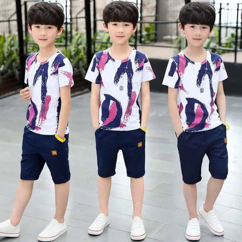 Boys Summer Clothing Set – Cotton Shirt & Shorts Suit for 4-14 Years  Adomoo