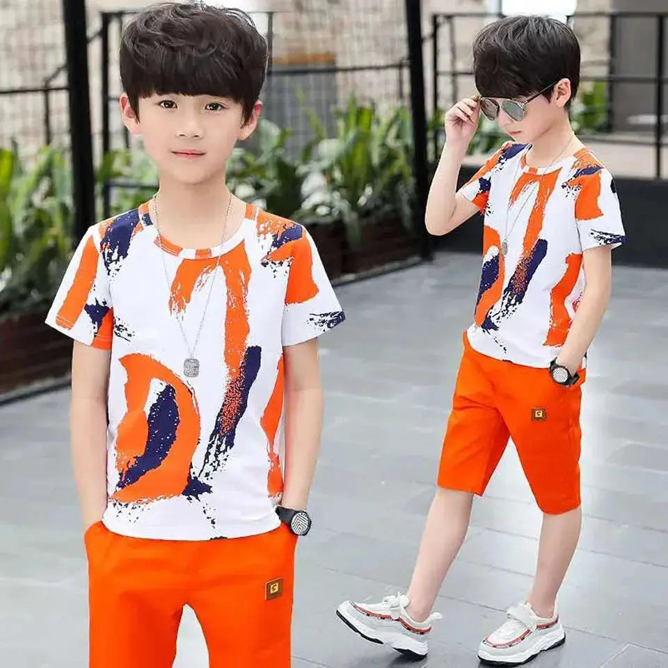 Boys Summer Clothing Set – Cotton Shirt & Shorts Suit for 4-14 Years  Adomoo