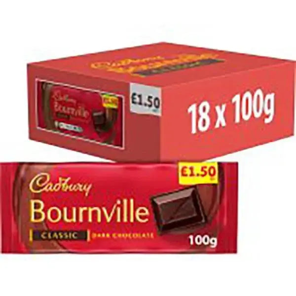 Cadbury Bournville Classic Dark Chocolate Bar 100g (Case of 18)  Adomoo