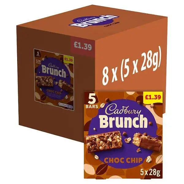 Cadbury Brunch Bar Choc Chip 5 Pack 140g (Case of 8)  Adomoo
