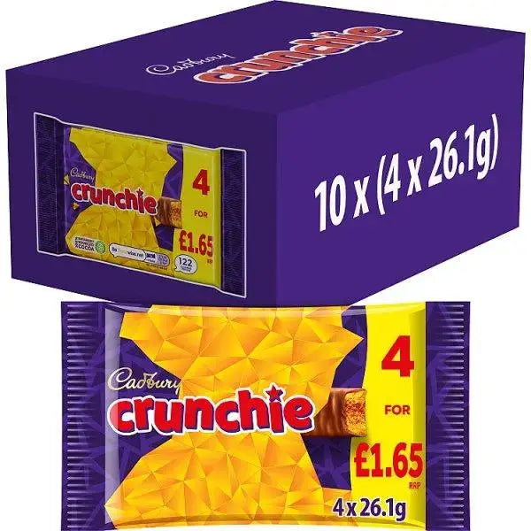 Cadbury Crunchie Chocolate Bar 4 Pack Multipack 104.4g (Case of 10)  Adomoo