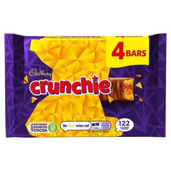 Cadbury Crunchie Chocolate Bar 4 Pack Multipack, 104.4g (Case of 10)  Adomoo