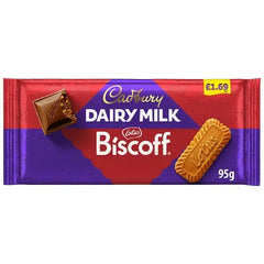Cadbury Dairy Milk Biscoff Biscuit Chocolate Bar 95g (Case of 21)  Adomoo