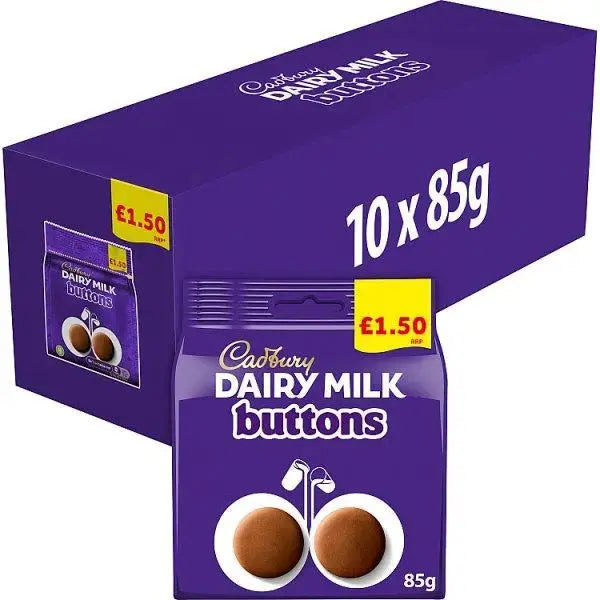 Cadbury Dairy Milk Buttons Chocolate Bag 85g (Case of 10)  Adomoo