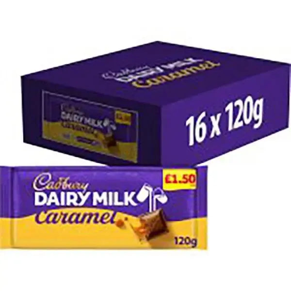 Cadbury Dairy Milk Caramel Chocolate Bar 120g (Case of 16)  Adomoo