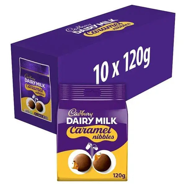 Cadbury Dairy Milk Caramel Nibbles Chocolate Bag 120g (Case of 10)  Adomoo