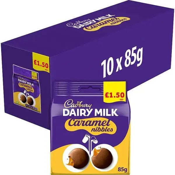 Cadbury Dairy Milk Caramel Nibbles Chocolate Bag 85g (Case of 10)  Adomoo