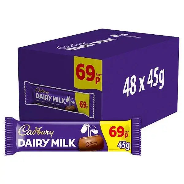 Cadbury Dairy Milk Chocolate Bar 69p PMP 45g (Case of 48)  Adomoo