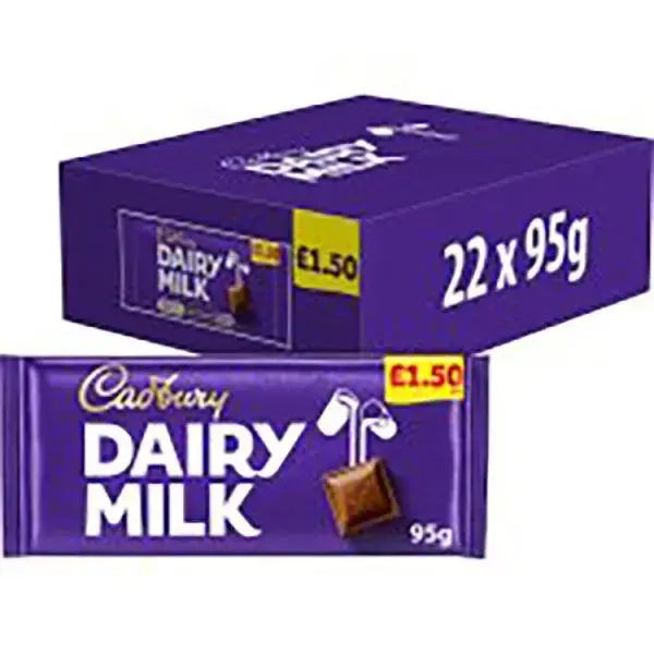 Cadbury Dairy Milk Chocolate Bar 95g (Case of 22)  Adomoo