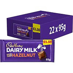 Cadbury Dairy Milk Chopped Hazelnut Chocolate Bar 95g (Case of 22)  Adomoo