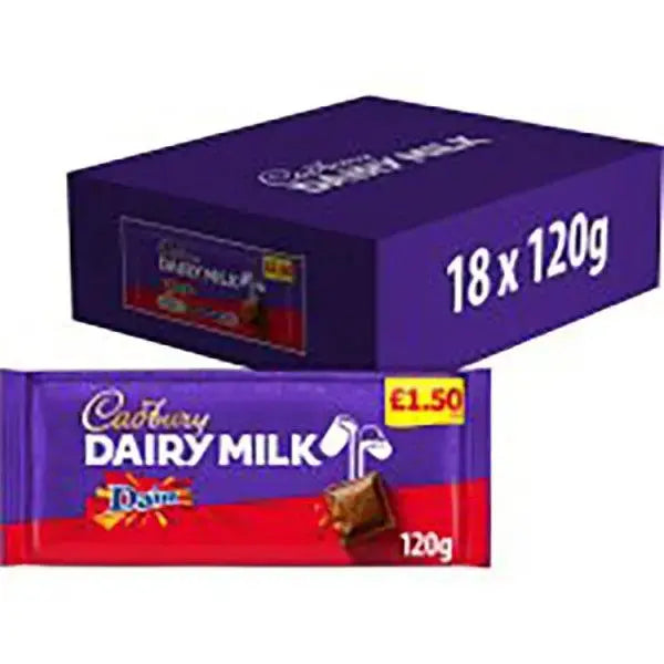Cadbury Dairy Milk Daim Chocolate Bar 120g (Case of 18)  Adomoo