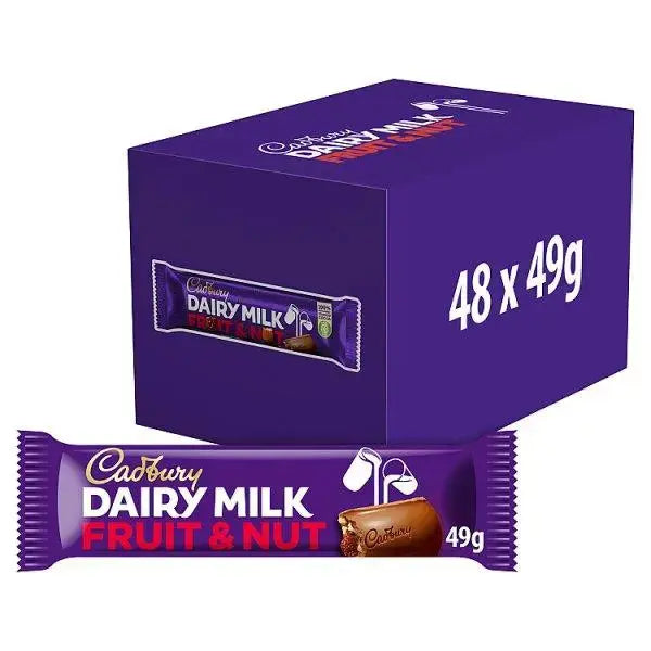 Cadbury Dairy Milk Fruit & Nut Chocolate Bar 49g (Case of 48)  Adomoo