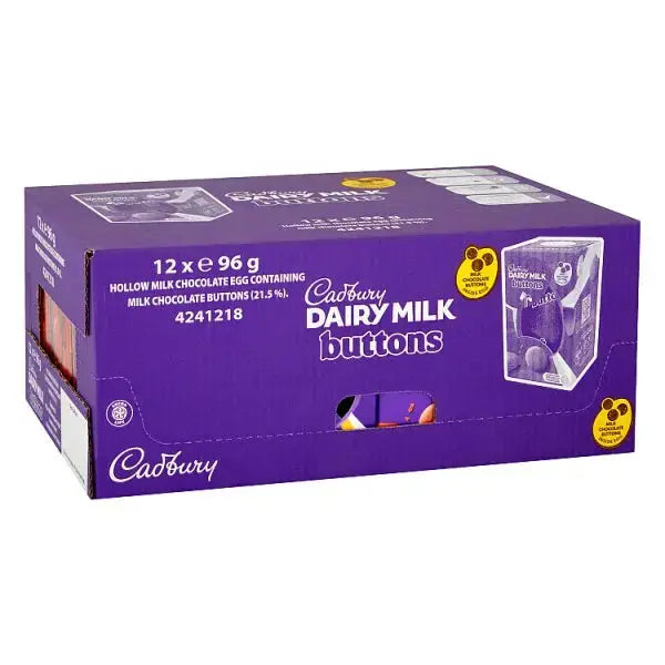 Cadbury Dairy Milk Giant Buttons Chocolate Easter Egg, 96g (Case of 12)  Adomoo