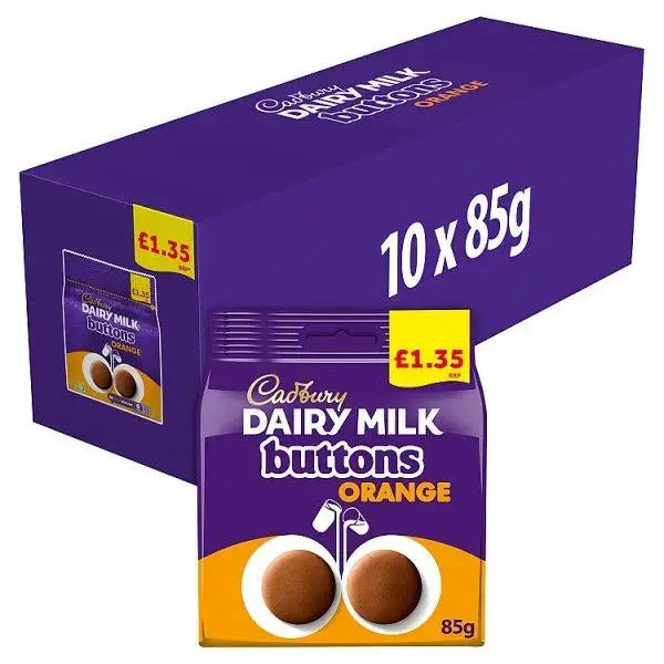 Cadbury Dairy Milk Orange Buttons Chocolate Bag 85g (Case of 10)  Adomoo