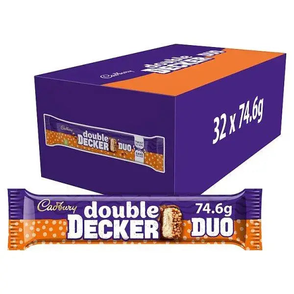 Cadbury Double Decker Duo Chocolate Bar 74.6g (Case of 32)  Adomoo