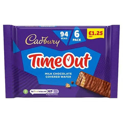 Cadbury Timeout Milk Chocolate Covered Wafer 6 x 18g (108g) (Case of 13)  Adomoo