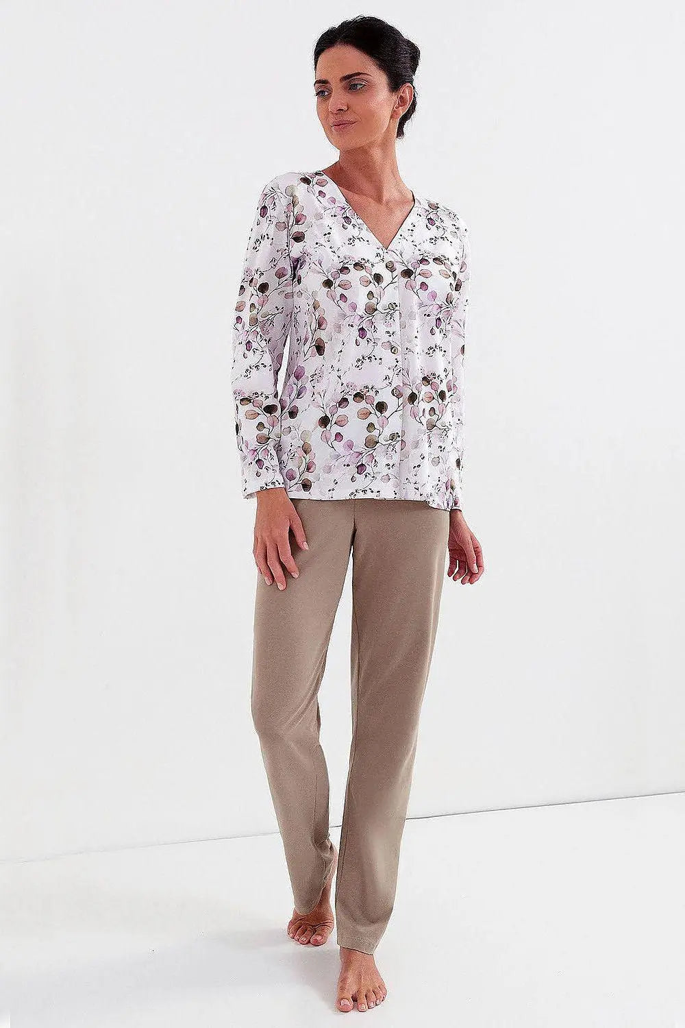 Cana unbuttoned blouse and long pants womens pajamas  Adomoo