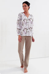 Cana unbuttoned blouse and long pants womens pajamas  Adomoo