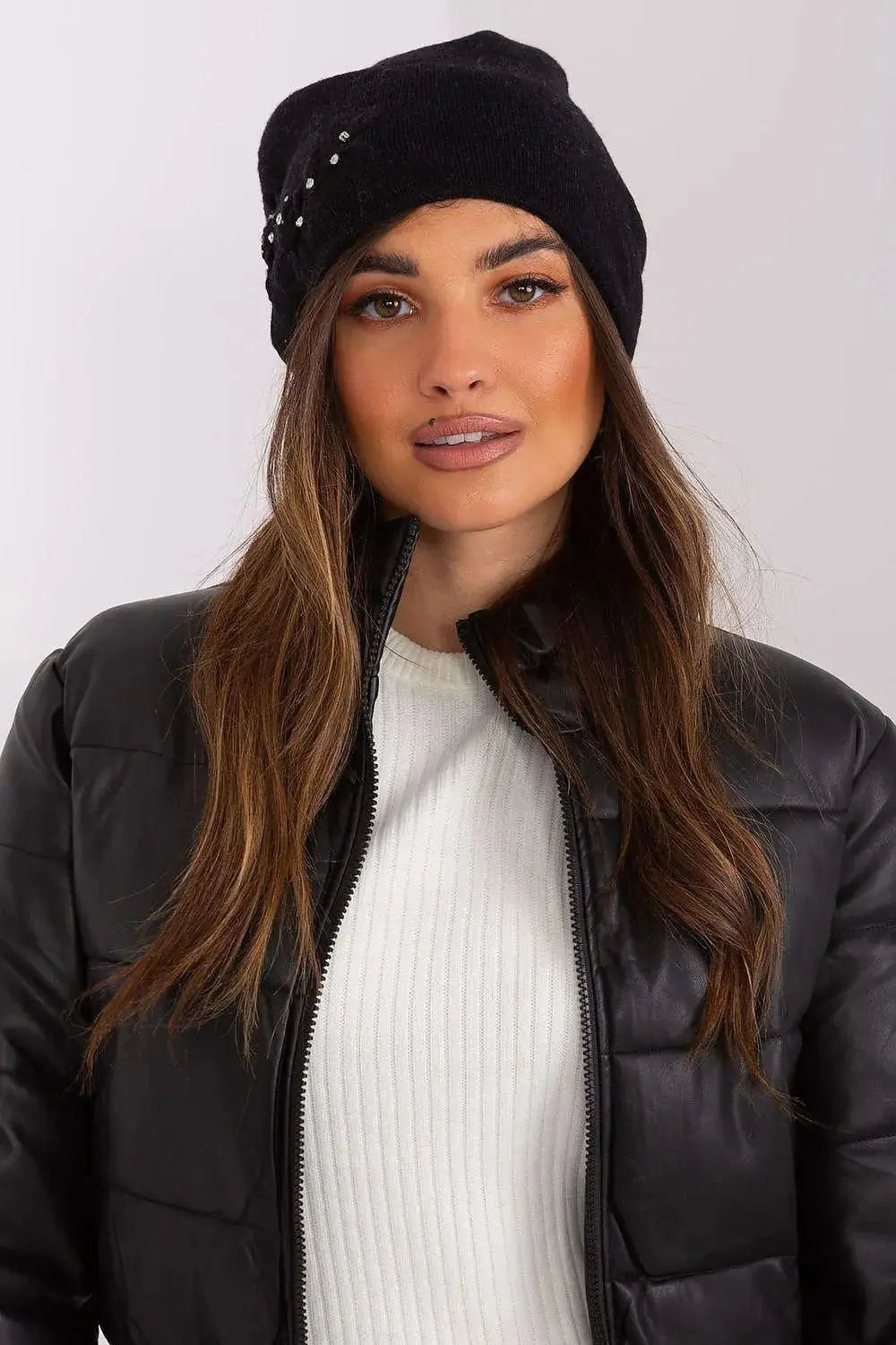 Women's Warm Winter Hat – Smooth Knit with Side Appliqué  Adomoo