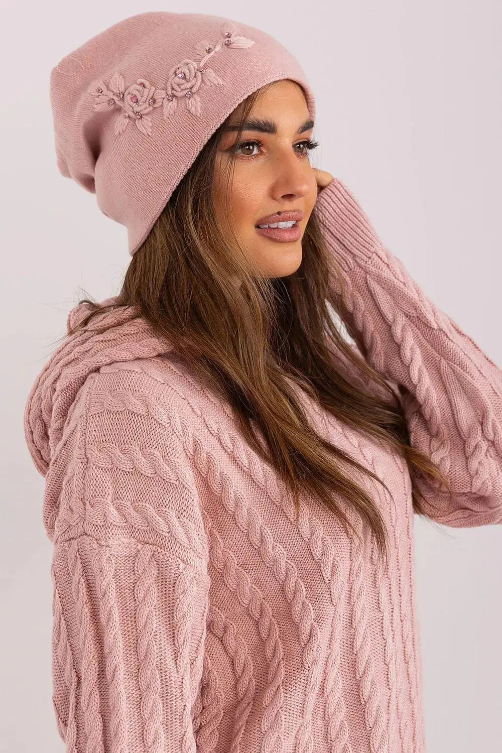 Women's Warm Winter Hat – Smooth Knit with Side Appliqué  Adomoo