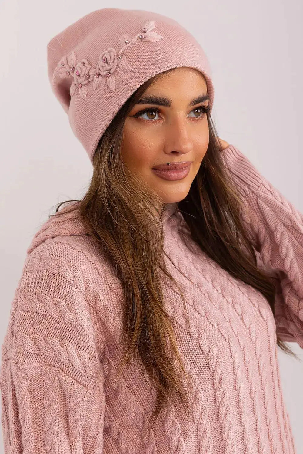 Women's Warm Winter Hat – Smooth Knit with Side Appliqué  Adomoo