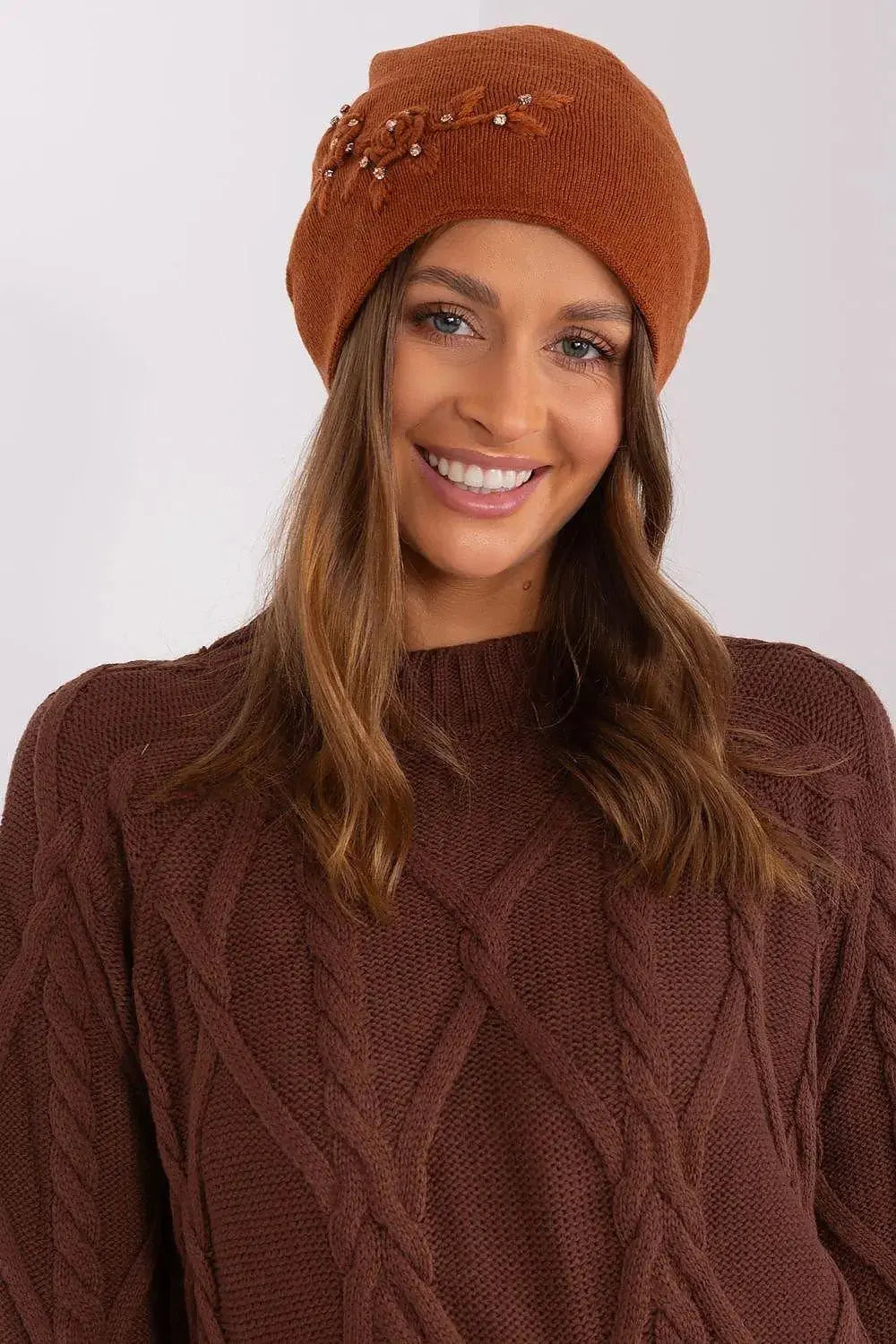 Women's Warm Winter Hat – Smooth Knit with Side Appliqué  Adomoo