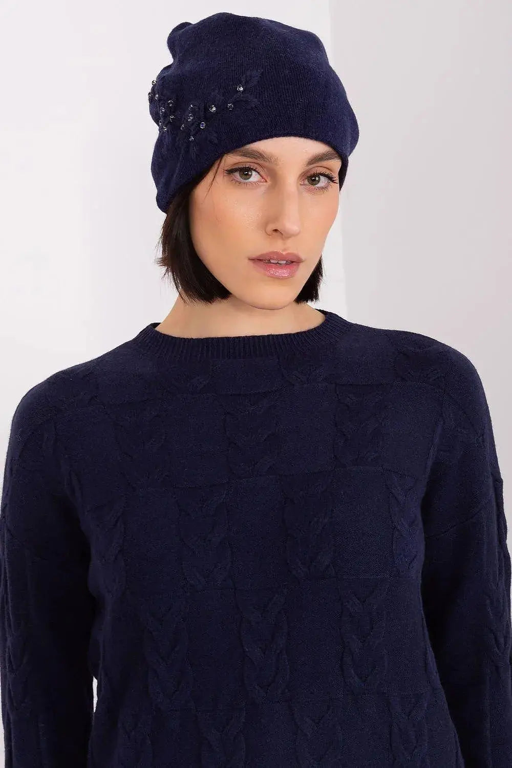 Women's Warm Winter Hat – Smooth Knit with Side Appliqué  Adomoo
