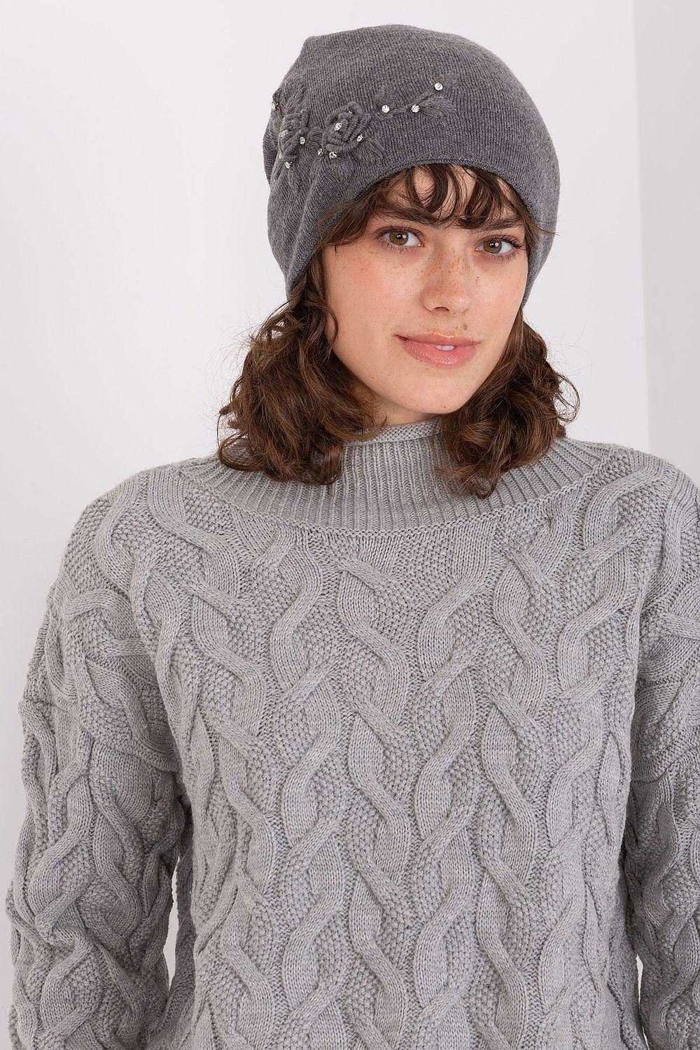 Women's Warm Winter Hat – Smooth Knit with Side Appliqué  Adomoo